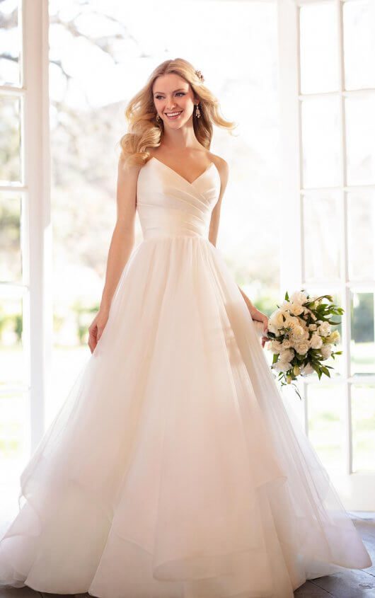 Martina Liana 1159 Wedding Dress Sample Sale - A Line dress with a whimsical layered skirt, a sweetheart neckline with v cut, and ruched bodice.