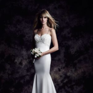 Paloma Blanca 4602 Wedding Dress - Fit and flare princess cut style dress with beaded lace bodice and unlined lace back and spaghetti straps.