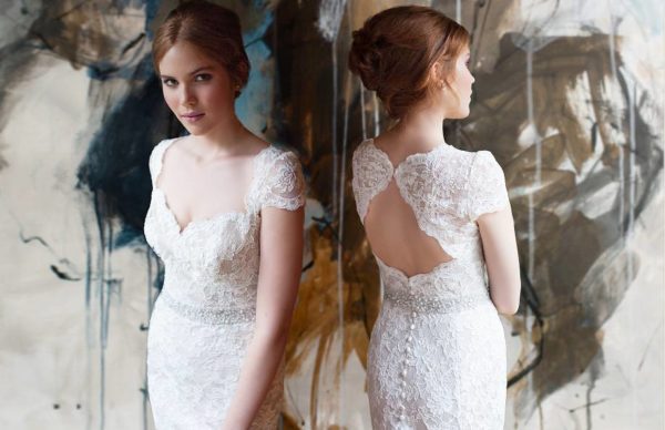 Liancarlo 6804 Wedding Dress Sample Sale - Mermaid style dress with stunning Alencon lace, sweetheart neckline, cap-sleeve with beads detail on waist.