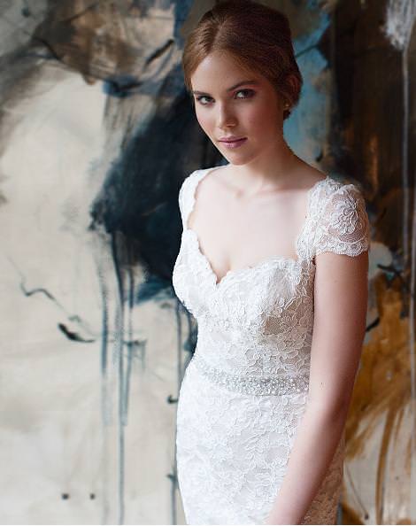 fit - and - flare - lace - sweetheart - neckline - cap - sleeves - beaded - belt - liancarlo - 6804