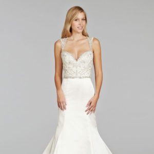 fit - and - flare - beaded - bodice - sweetheart - neckline - key - hole - back - jim - hjelm - 8404