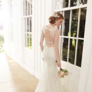 Martina Liana 747 Wedding Dress Sample Sale - Fit and Flare dress with diamante and sequin beading, front bodice features a low V-neck and keyhole back.
