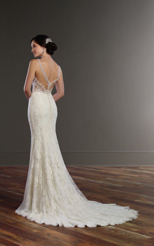 fit - and - flare - beaded - lace - thin - straps - low - back - martina - liana - 845
