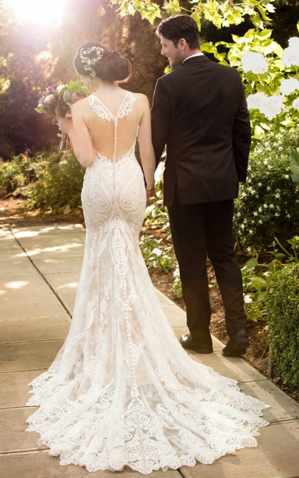 Martina Liana 948 Wedding Dress Sample Sale - A gorgeous Fit and flare gown with a high halter illusion neckline, sweetheart neck, and illusion back.