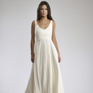 Tulle NY Judy Wedding Dress Front - cowl back, sleeveless, modified A line
