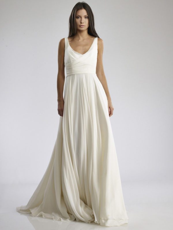 Tulle NY Judy Wedding Dress - Chiffon A-Line wedding dress with a gorgeous draped bodice and stunning dramatic low cowl back.