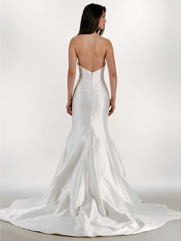 Tulle NY Cat Wedding Dress Back - Silk shantung Fit-To-Flare with seam detailing, cuffed sweetheart neckline