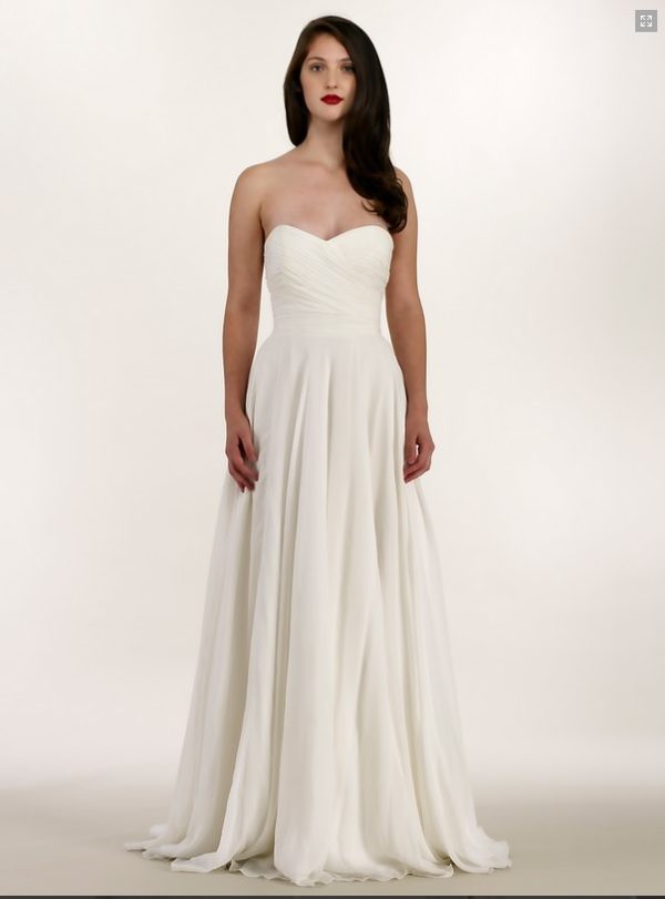 Tulle NY Parker Wedding Dress - Elegant silk chiffon A-Line wedding dress with a sweetheart neckline and a stunning draped bodice.