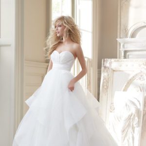 Hayley Paige Londyn 6358 Wedding Dress Sample Sale - Ivory strapless Ballgown style dress with natural waist, sweetheart neckline, silk radzmir crossover and v-back.