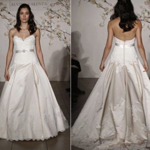 Alvina Valenta 9914 Wedding Dress Sample Sale - Dropped waist ballgown style dress with a beautiful sweetheart neckline and lace embroidery.