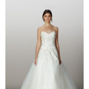 Christos 5838 Wedding Dress Sample Sale - Stunning Ballgown in Italian embroidered tulle with strapless sweetheart neckline, with delicate Swarovski crystals.