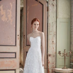 Sareh Nouri Paulette Wedding Dress - A gorgeous A-line floral style with an embroidered tulip sweetheart neckline, fitted bodice and train.