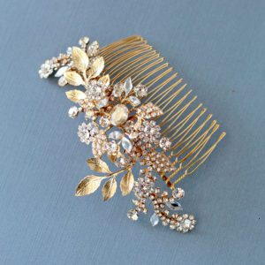 Floral hair comb by Haute Bride