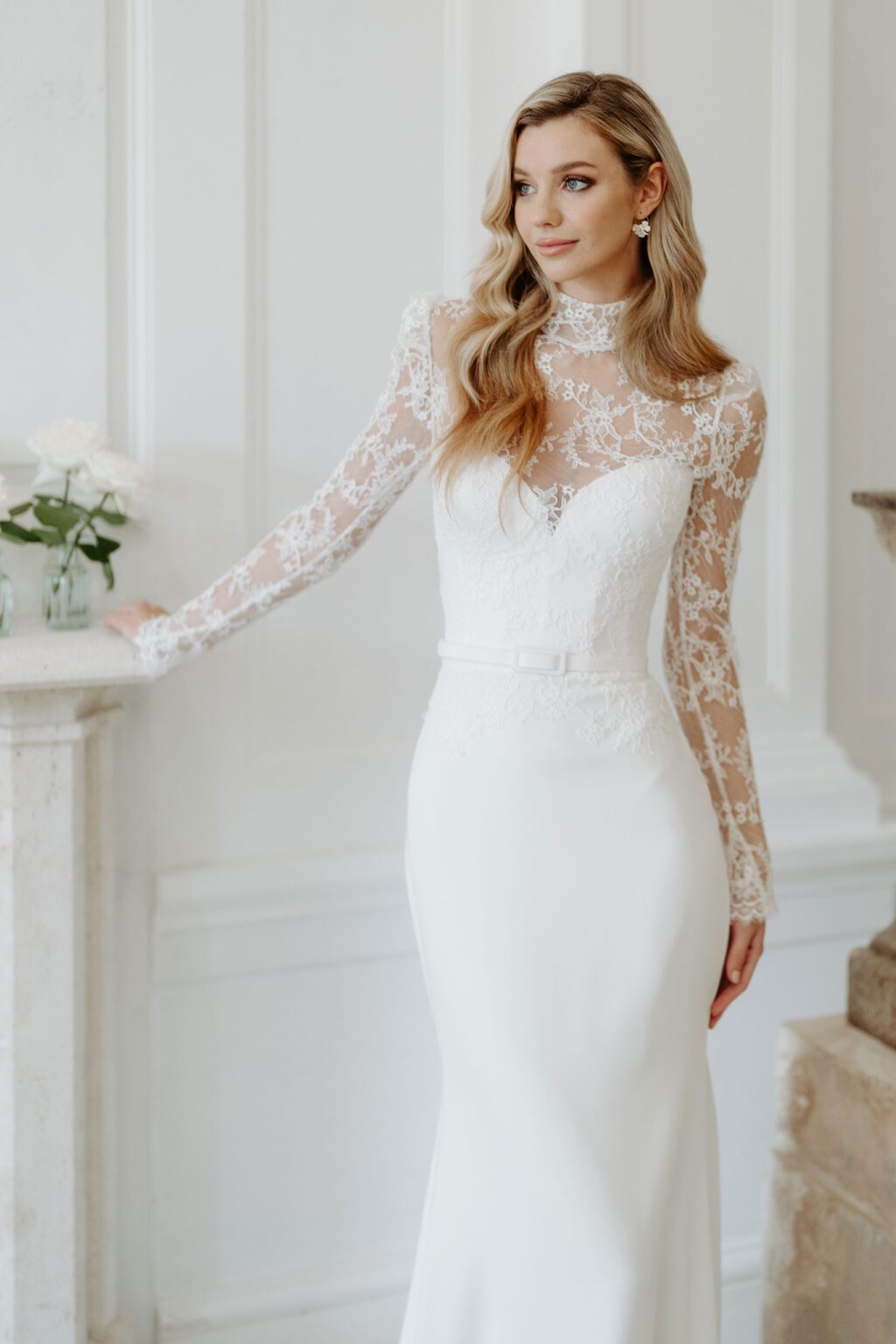 French Lace with a Delicate Illusion Bodice