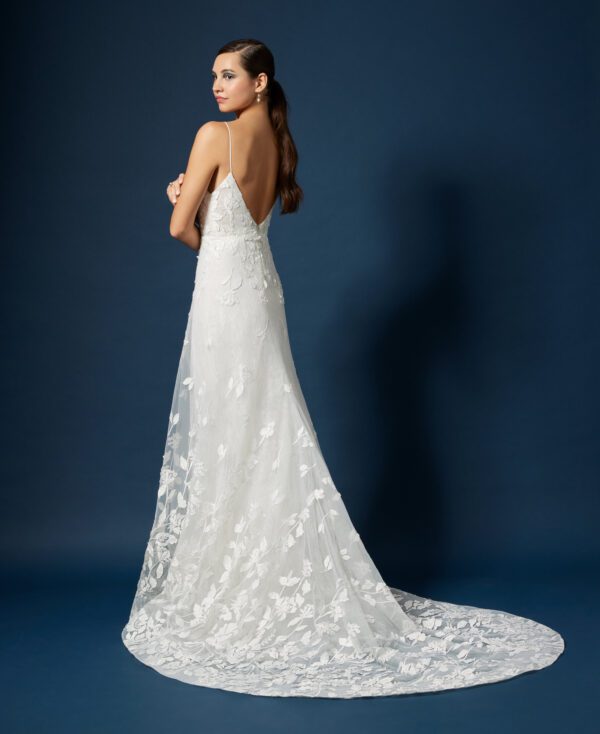 A-line Strapless Chantilly lace gown