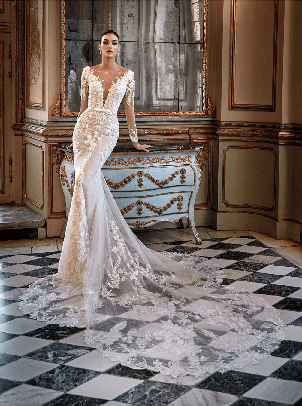 Lace and sheer wedding dresses hotsell