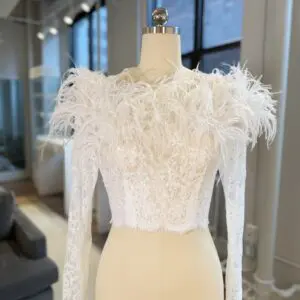 Bolero with Long Sleeves & Feathers