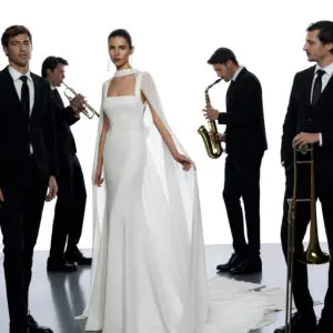 Rosa Clara Yamal Wedding Dress - Beach Classic Plain Fit and Flare Bridal Gown with Princess Seams, Squared Neck, Tank Sleeves, Low Back Detail and Crepe Fabric.