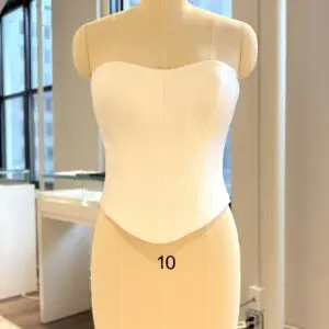 La Premiere Clemmie Wedding Bodice - Classic Clean Modern Simple Corset with Basque Waist, Strapless Sweetheart Neckline in Mikado Fabric.